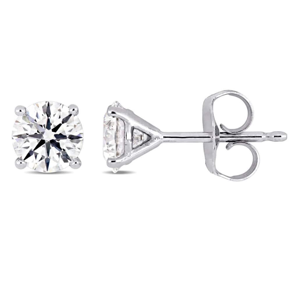 Miadora 14k White Gold 1ct TDW Diamond Solitaire Martini-Style Stud Earrings