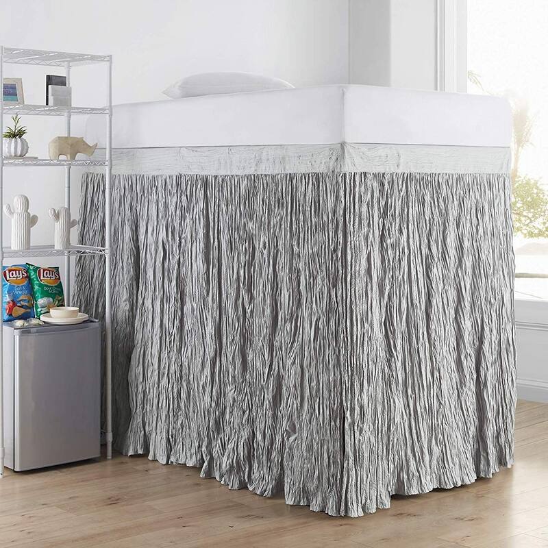 Crinkle Extended Twin XL 60-inch Drop 3 Panel Bed Skirt - alloy - 3 Panels