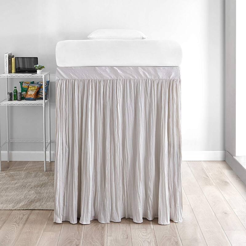 Crinkle Extended Twin XL 60-inch Drop 3 Panel Bed Skirt - jet stream - 3 Panels