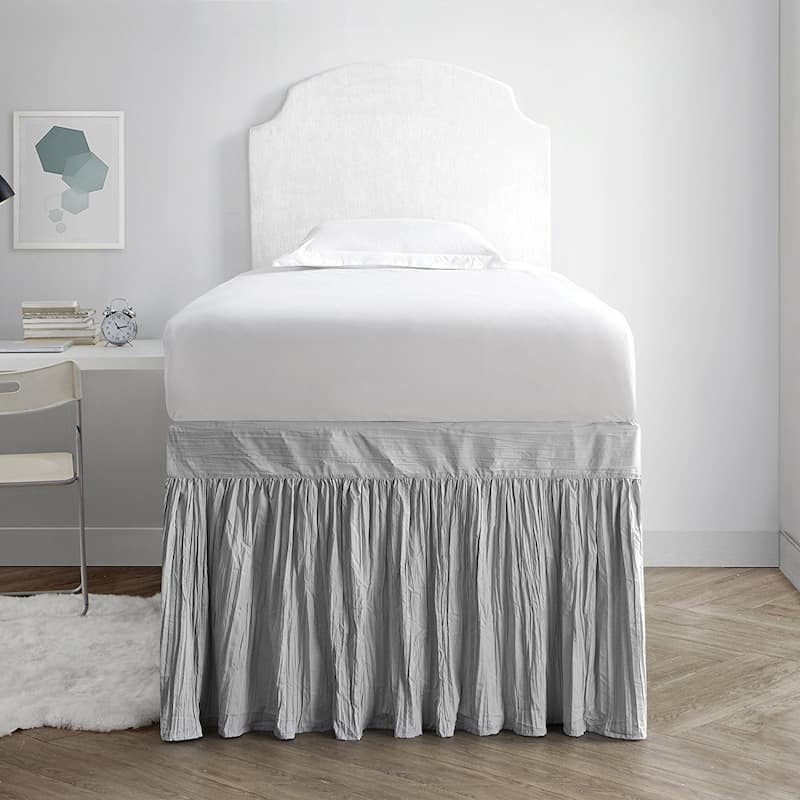 Crinkle Twin XL 30-inch Drop 3 Panel Bed Skirt