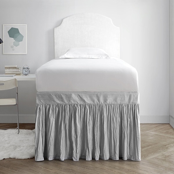 Shop Crinkle Twin XL 30-inch Drop 3 Panel Bed Skirt - Free Shipping ...