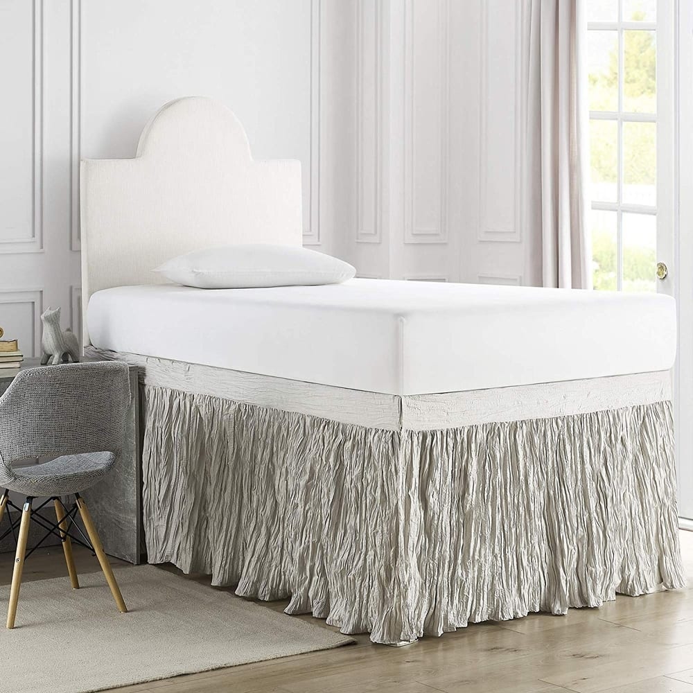 Crinkle Twin XL 30-inch Drop 3 Panel Bed Skirt