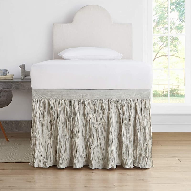 Crinkle Twin XL 30-inch Drop 3 Panel Bed Skirt