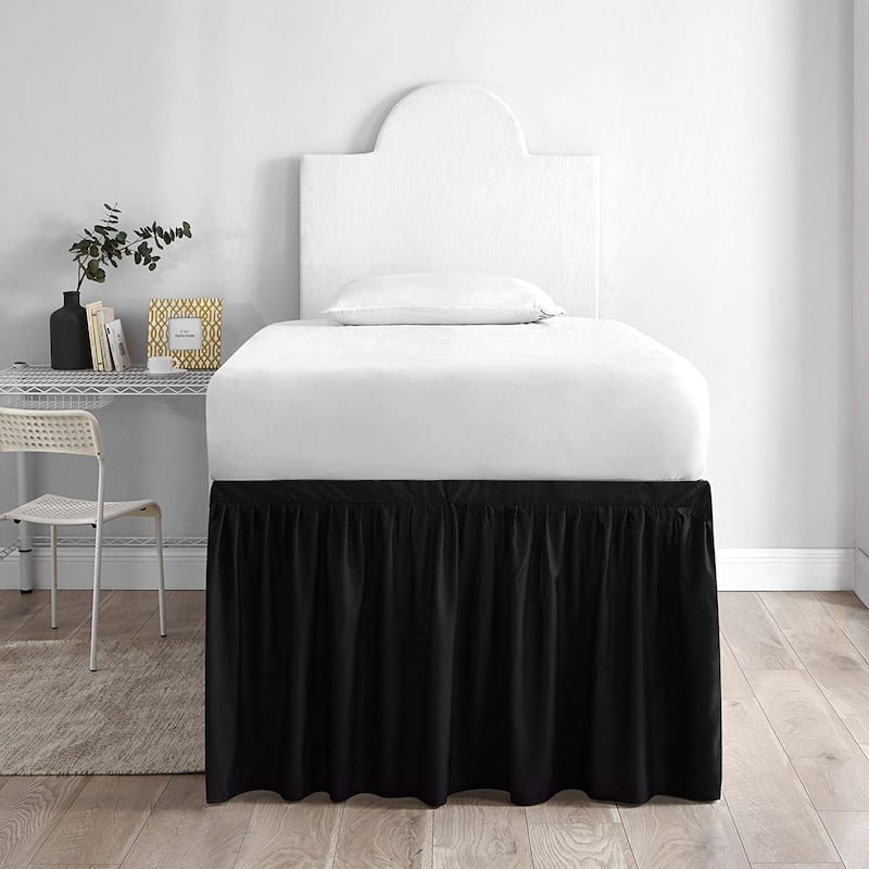 Twin XL 30-inch Drop 3 Panel Bed Skirt - Black - 3 Panels