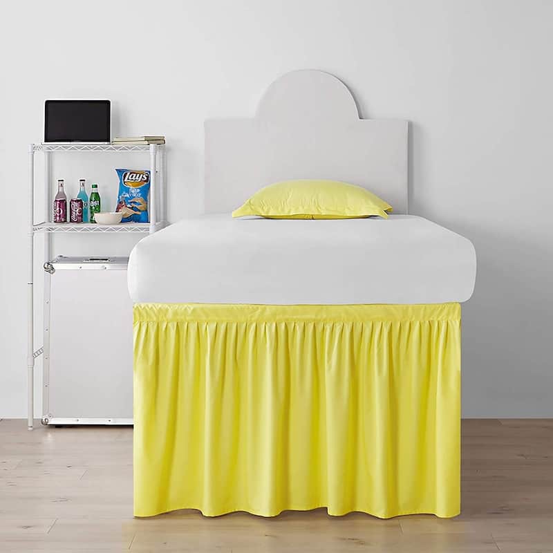 Twin XL 30-inch Drop 3 Panel Bed Skirt - limelight yellow - 3 Panels
