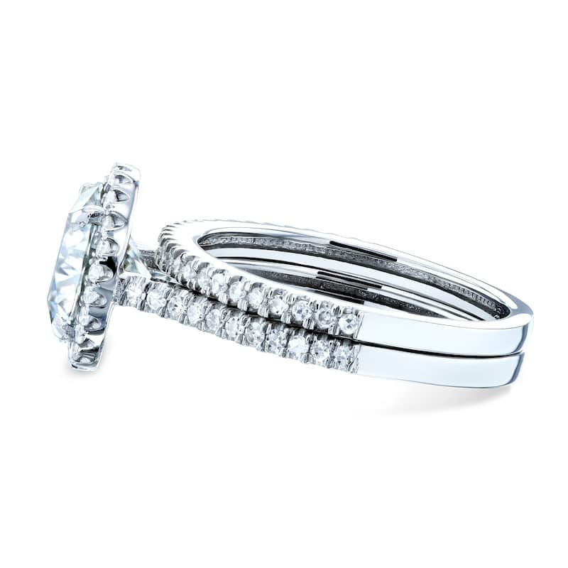 Annello by Kobelli 14k Gold 2 1/3ct TGW Moissanite and Diamond Round Halo Bridal Rings Set (HI/VS, GH/I)