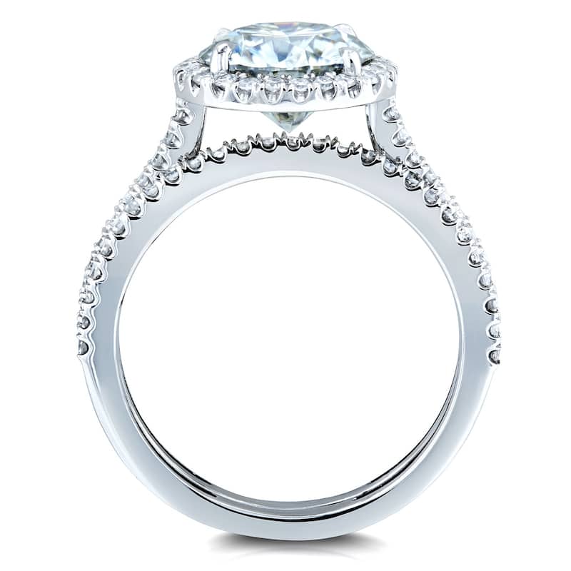 Annello by Kobelli 14k Gold 2 1/3ct TGW Moissanite and Diamond Round Halo Bridal Rings Set (HI/VS, GH/I)