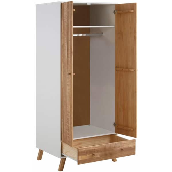 Shop Rafael 2 Door 1 Drawer Wardrobe Solid Pine Off White