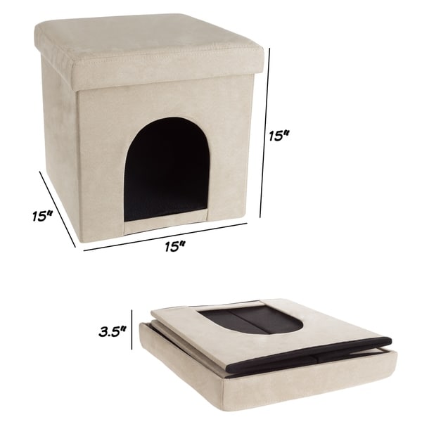 Pet House Ottoman Collapsible Multipurpose Cat or Small Dog Bed