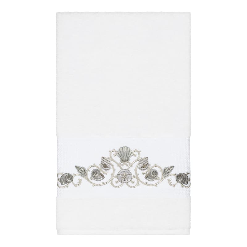 Authentic Hotel and Spa Turkish Cotton Shells Embroidered White 3-piece Towel Set