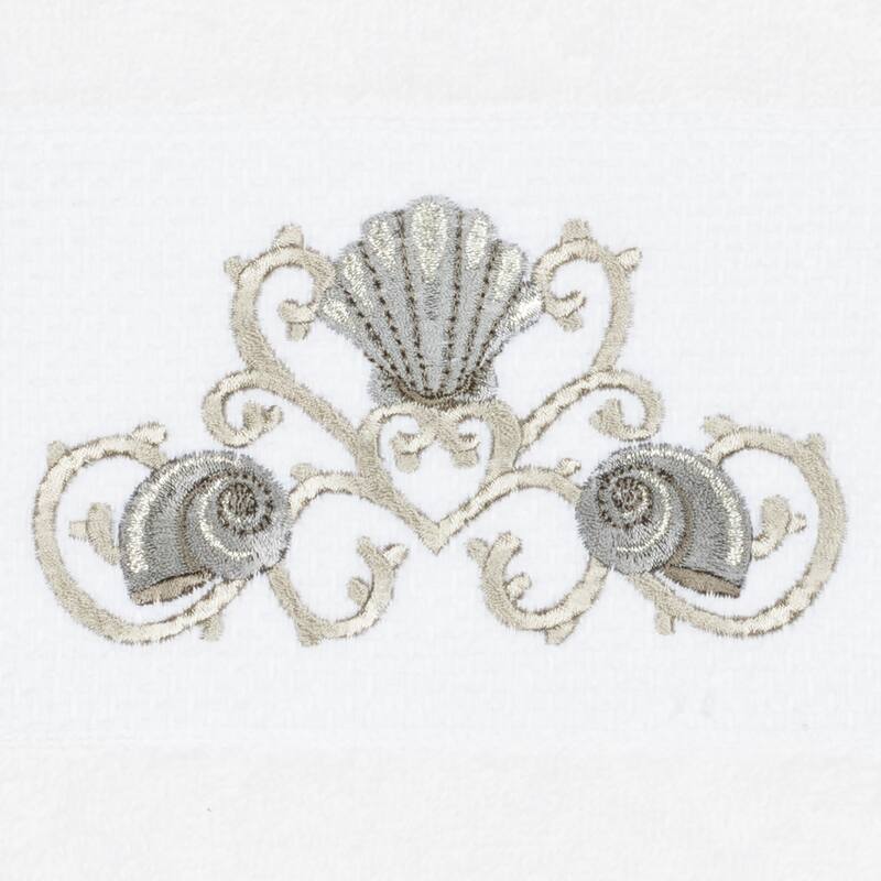 Authentic Hotel and Spa Turkish Cotton Shells Embroidered White 3-piece Towel Set