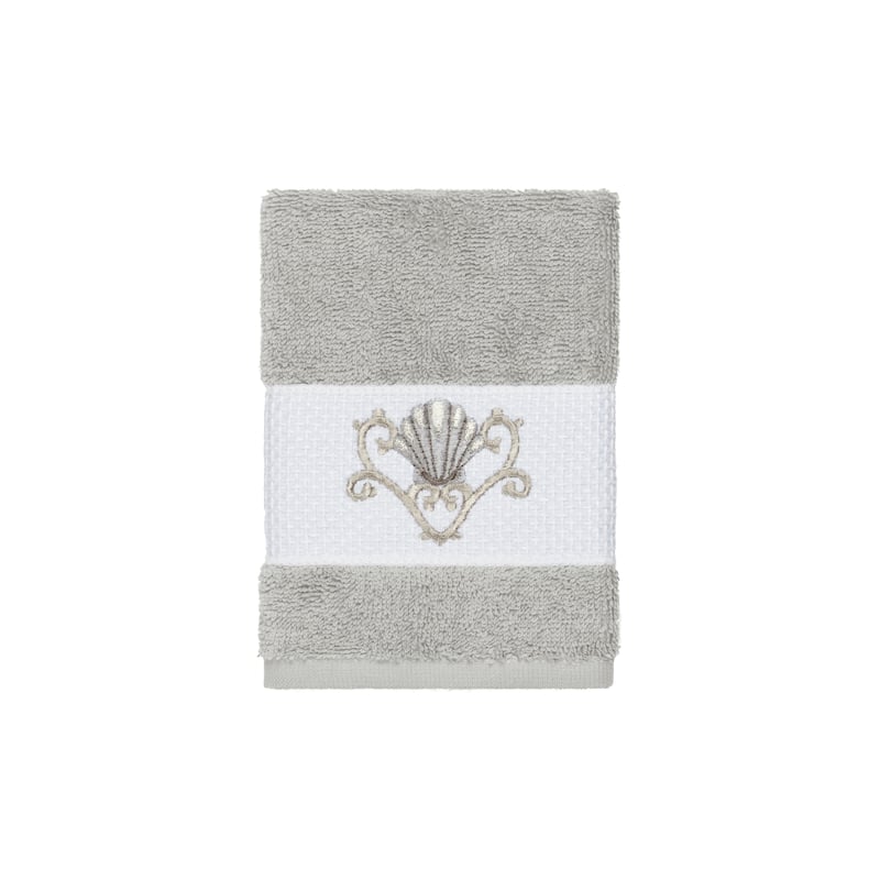 Authentic Hotel and Spa Turkish Cotton Shells Embroidered Light Grey 3-piece Towel Set