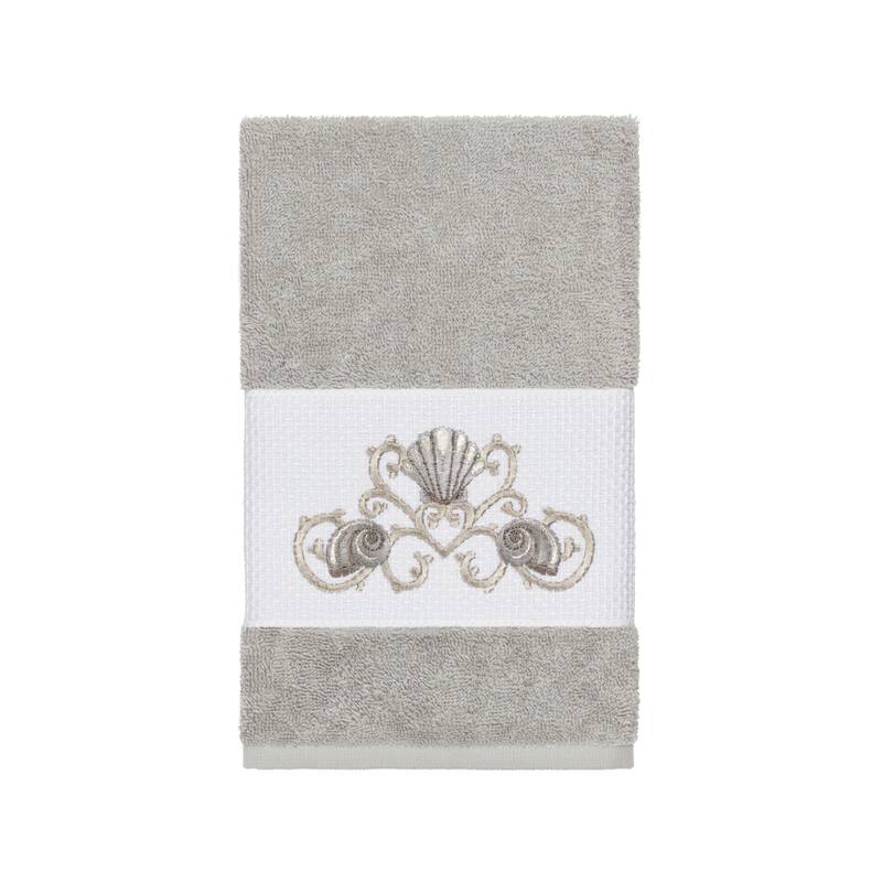 Authentic Hotel and Spa Turkish Cotton Shells Embroidered Light Grey 3-piece Towel Set