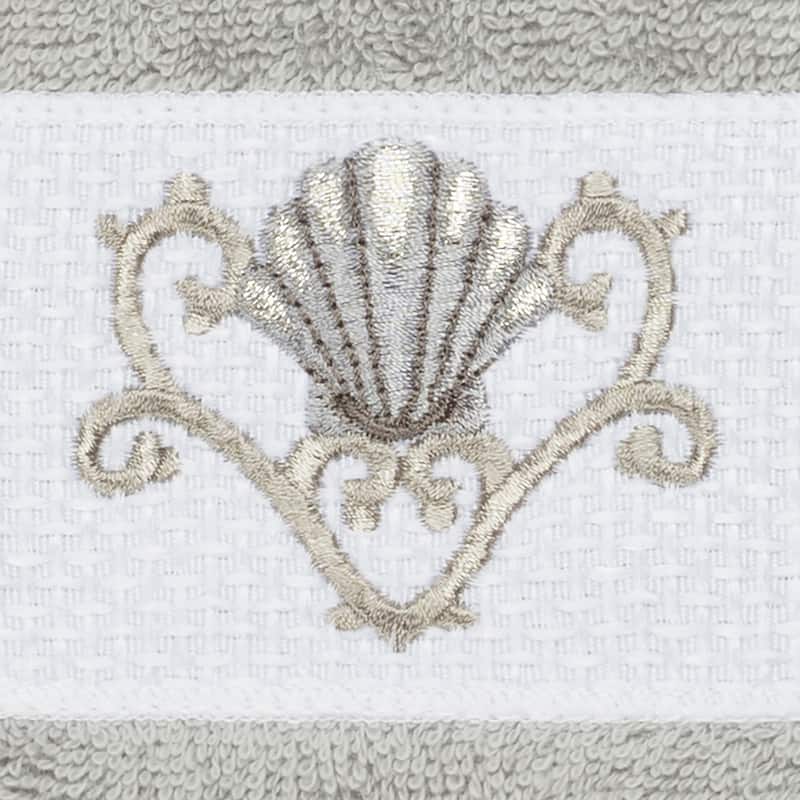 Authentic Hotel and Spa Turkish Cotton Shells Embroidered Light Grey 3-piece Towel Set