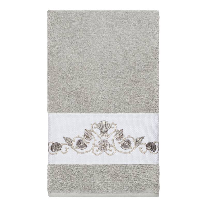 Authentic Hotel and Spa Turkish Cotton Shells Embroidered Light Grey 3-piece Towel Set