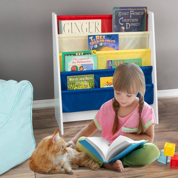 Shop Kids Bookshelf Storage Rack With Colorful Fabric Sling