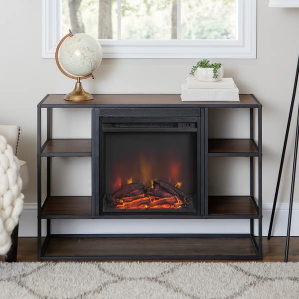 Shop Carbon Loft Geller Open Shelf Fireplace Console On Sale