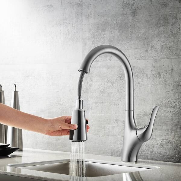 Sagewood Single Lever Pull Out Kitchen Faucet Satin Sagewood Single Lever Pull Out Kitchen Faucet Satin