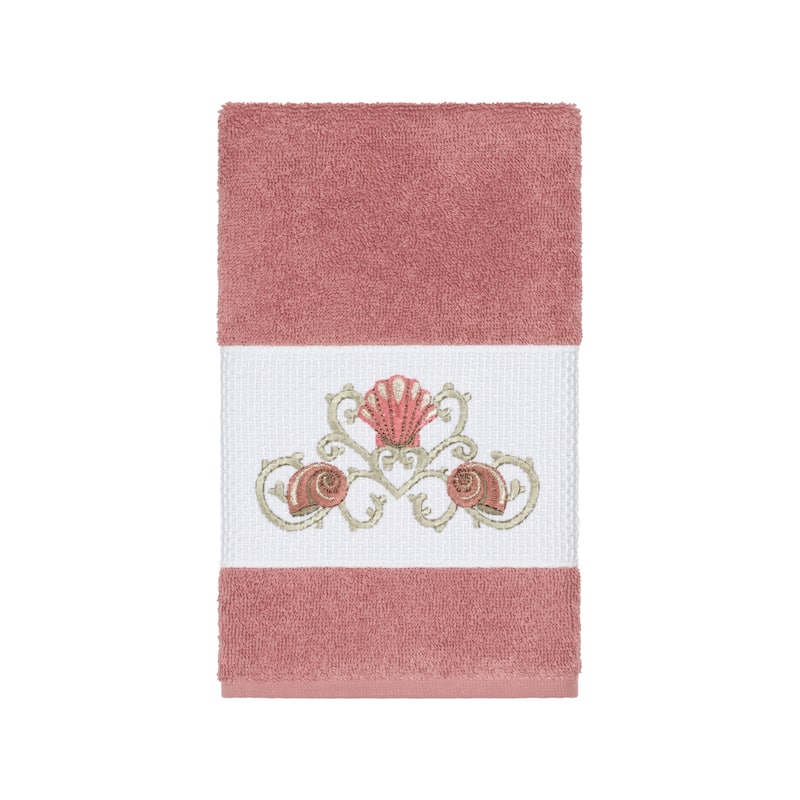 Authentic Hotel and Spa Turkish Cotton Shells Embroidered Tea Rose 3-piece Towel Set