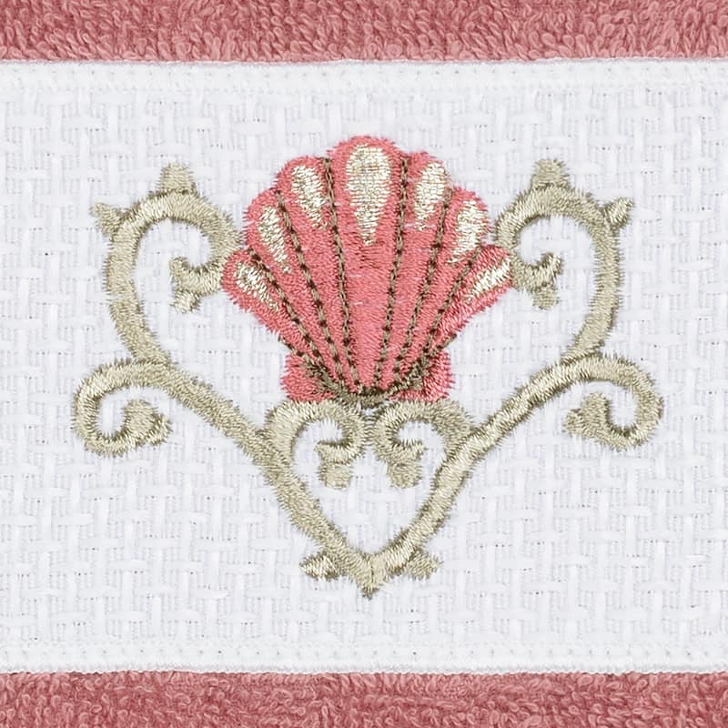Authentic Hotel and Spa Turkish Cotton Shells Embroidered Tea Rose 3-piece Towel Set