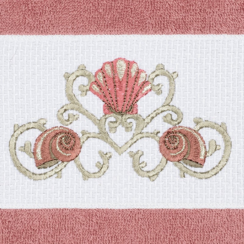 Authentic Hotel and Spa Turkish Cotton Shells Embroidered Tea Rose 3-piece Towel Set