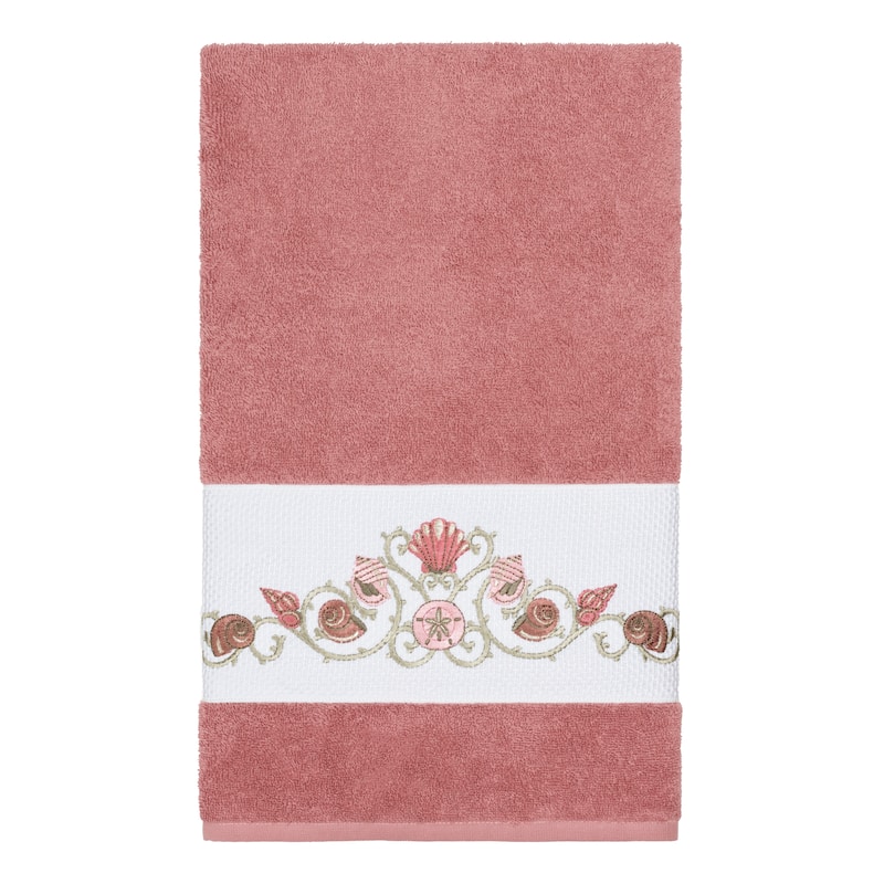 Authentic Hotel and Spa Turkish Cotton Shells Embroidered Tea Rose 3-piece Towel Set