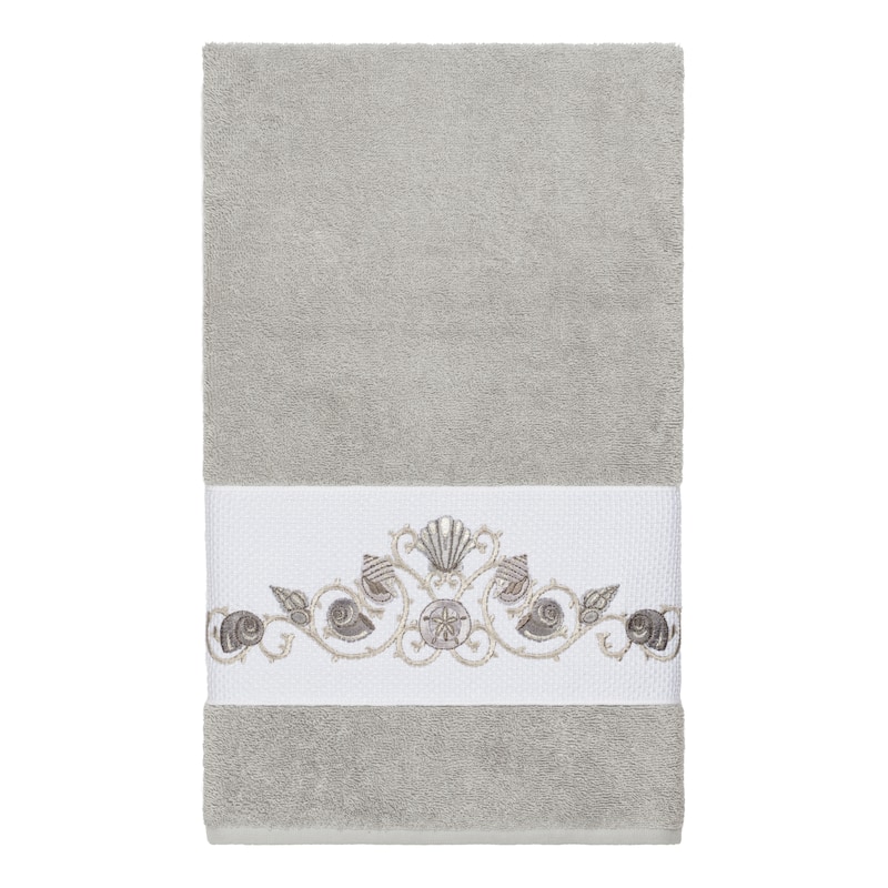 Authentic Hotel and Spa Turkish Cotton Shells Embroidered Light Grey 8-piece Towel Set