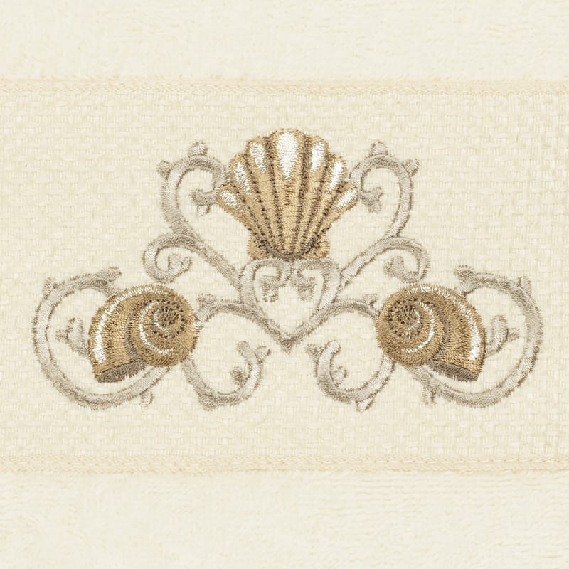 Authentic Hotel and Spa Turkish Cotton Shells Embroidered Cream Hand Towel