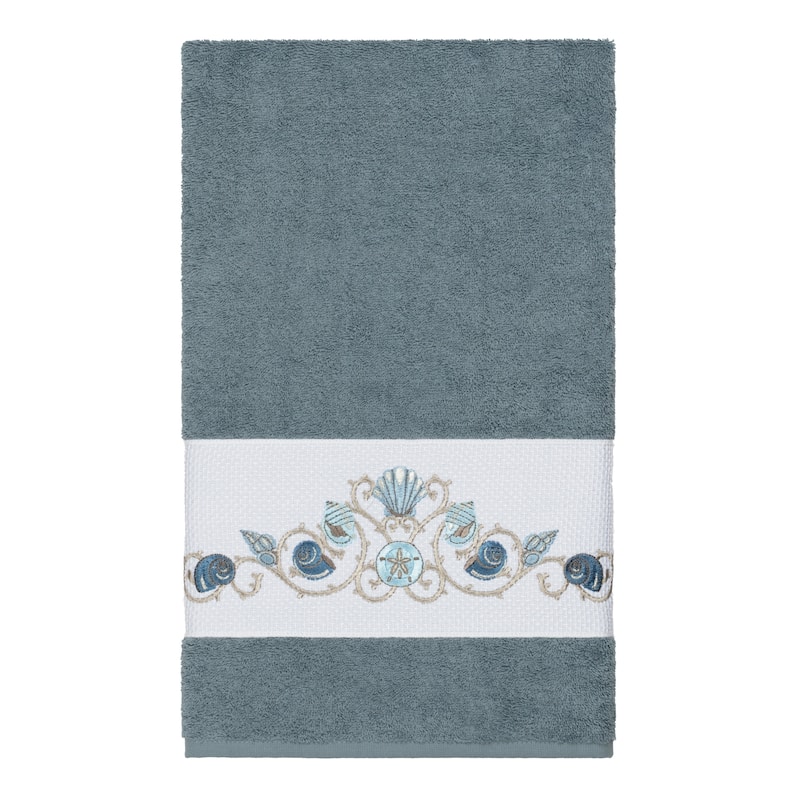 Authentic Hotel and Spa Turkish Cotton Shells Embroidered Teal Blue 3-piece Towel Set