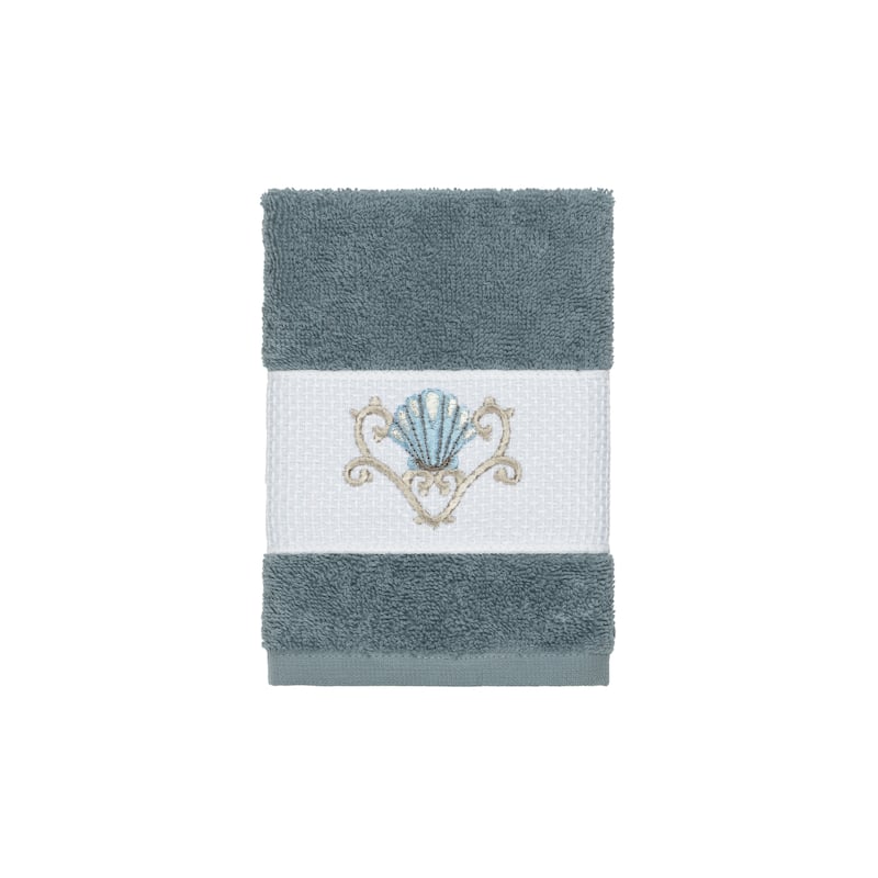 Authentic Hotel and Spa Turkish Cotton Shells Embroidered Teal Blue 3-piece Towel Set