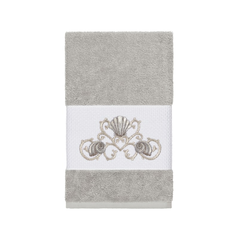 Authentic Hotel and Spa Turkish Cotton Shells Embroidered Light Grey 4-piece Towel Set