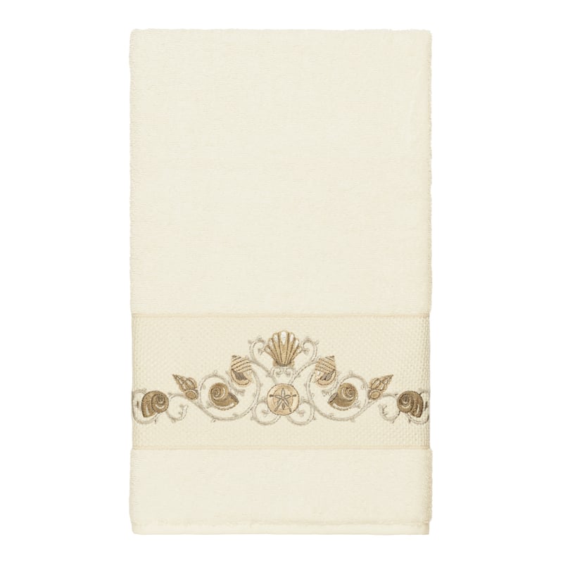 Authentic Hotel and Spa Turkish Cotton Shells Embroidered Cream 3-piece Towel Set