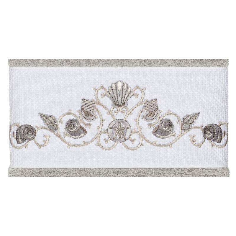 Authentic Hotel and Spa Turkish Cotton Shells Embroidered Light Grey 2-piece Bath Towel Set