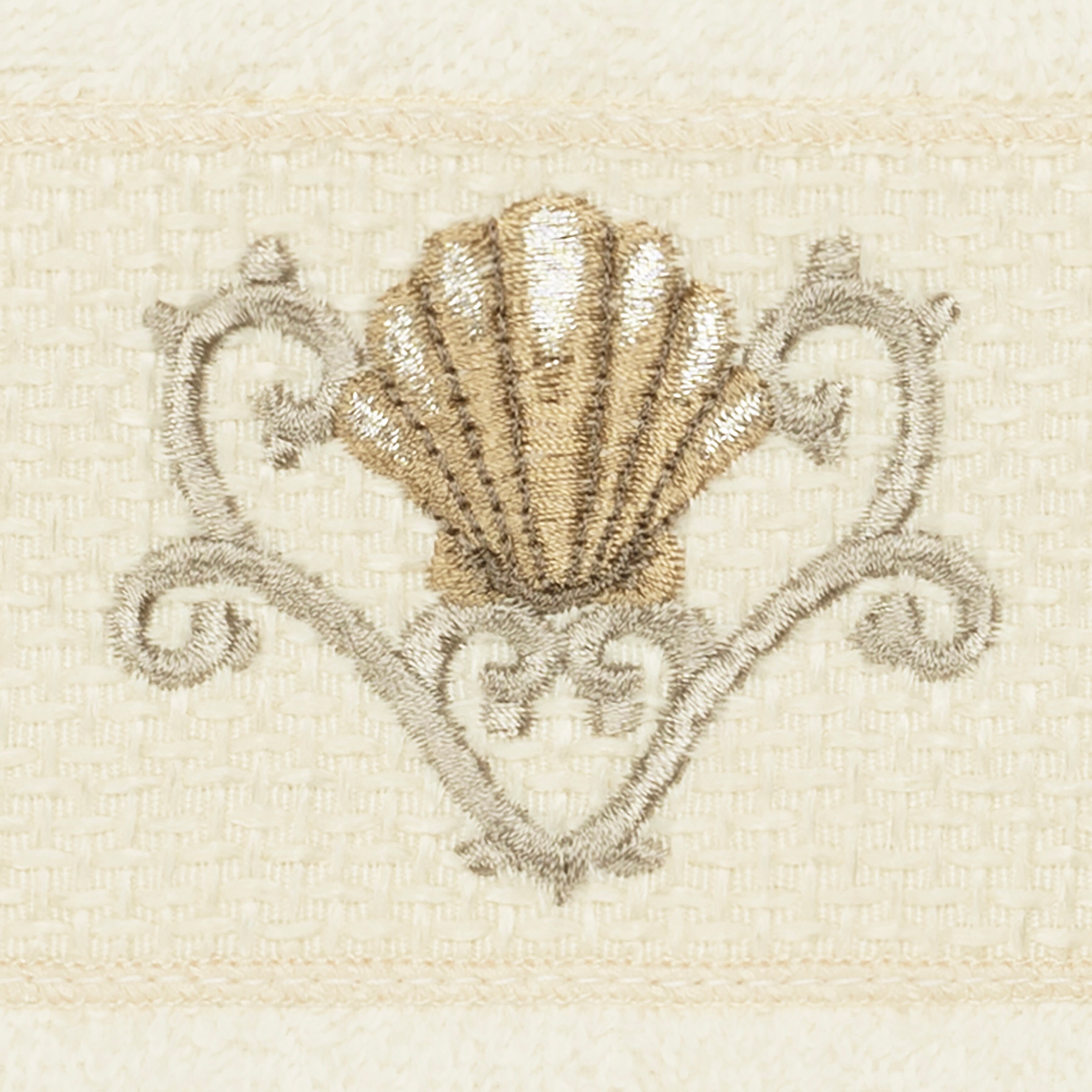 Victoria Embroidered Cotton Cream Bath Towel Set