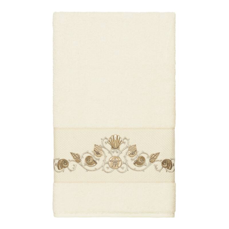 Authentic Hotel and Spa Turkish Cotton Shells Embroidered Cream 3-piece Towel Set