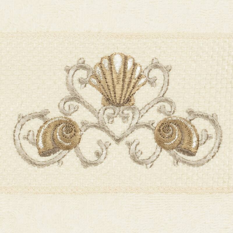 Authentic Hotel and Spa Turkish Cotton Shells Embroidered Cream 3-piece Towel Set