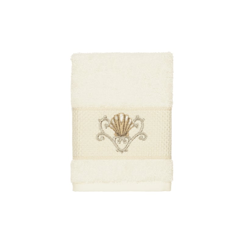 Authentic Hotel and Spa Turkish Cotton Shells Embroidered Cream 3-piece Towel Set
