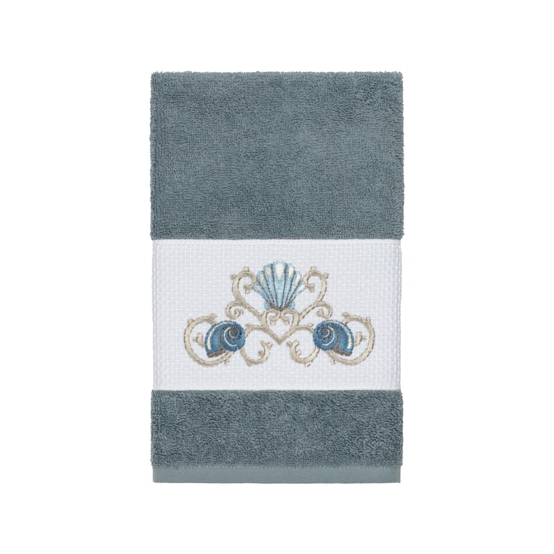 Authentic Hotel and Spa Turkish Cotton Shells Embroidered Teal Blue 8-piece Towel Set