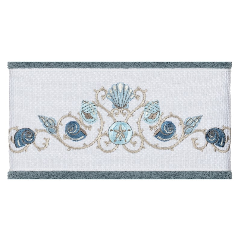 Authentic Hotel and Spa Turkish Cotton Shells Embroidered Teal Blue 8-piece Towel Set