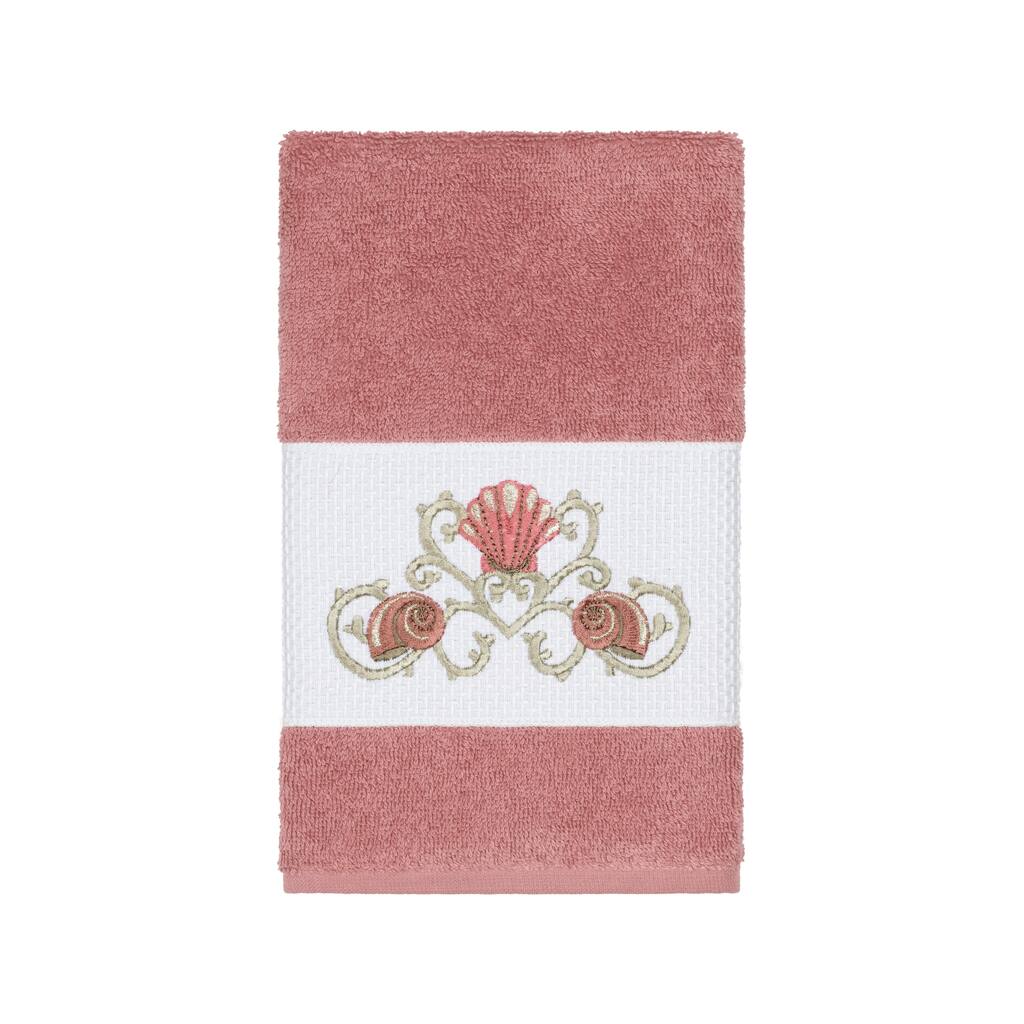 Authentic Hotel and Spa Turkish Cotton Shells Embroidered Tea Rose 2-piece Towel Hand Set