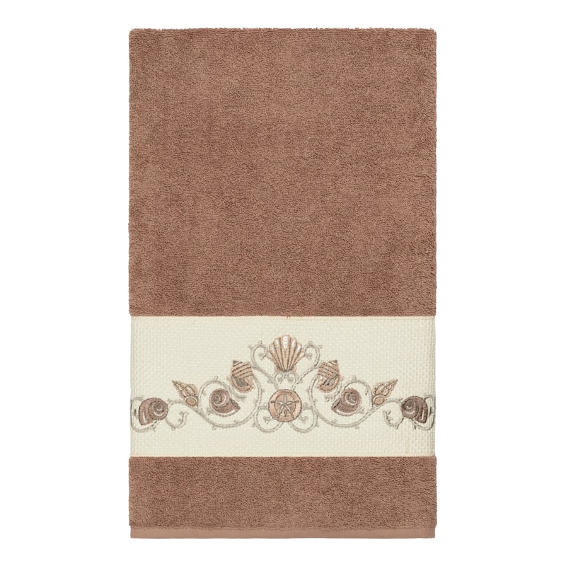 Authentic Hotel and Spa Turkish Cotton Shells Embroidered Latte Brown 3-piece Towel Set