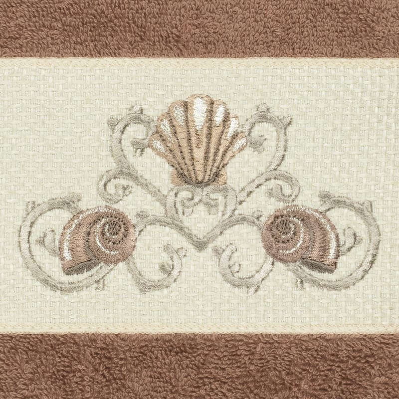 Authentic Hotel and Spa Turkish Cotton Shells Embroidered Latte Brown 3-piece Towel Set
