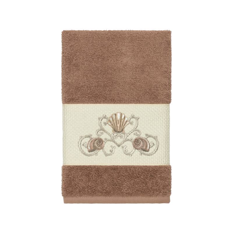 Authentic Hotel and Spa Turkish Cotton Shells Embroidered Latte Brown 3-piece Towel Set