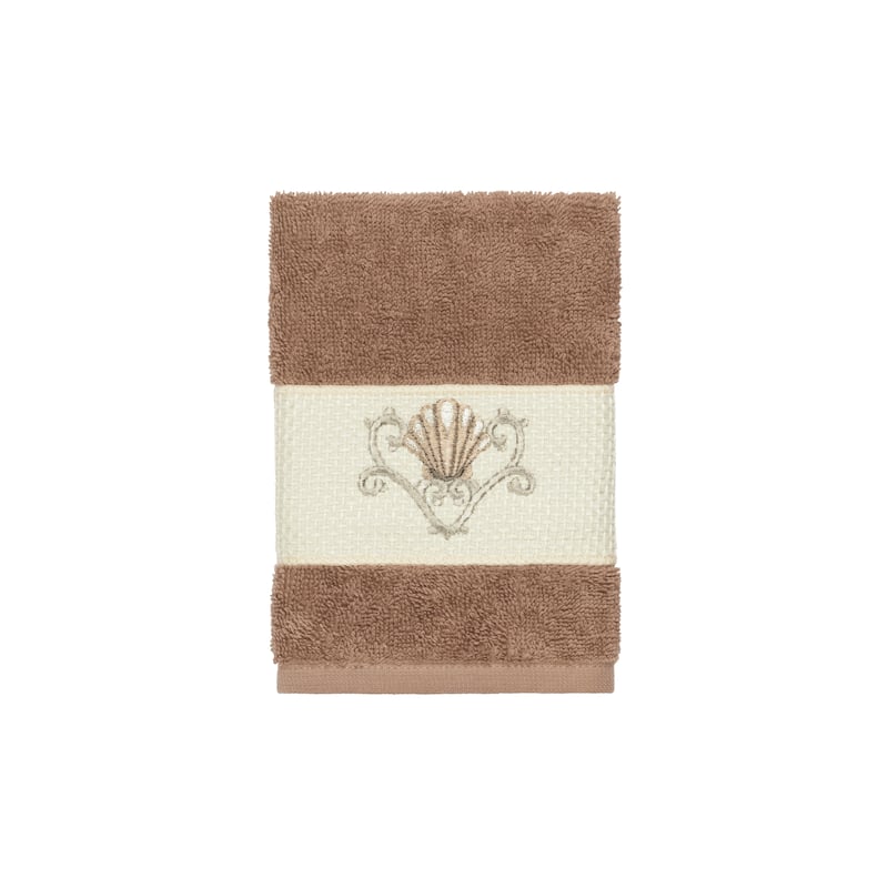 Authentic Hotel and Spa Turkish Cotton Shells Embroidered Latte Brown 3-piece Towel Set
