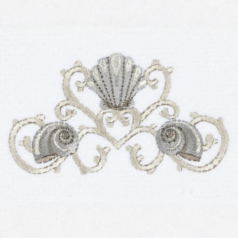 Authentic Hotel and Spa Turkish Cotton Shells Embroidered White 2-piece Towel Hand Set