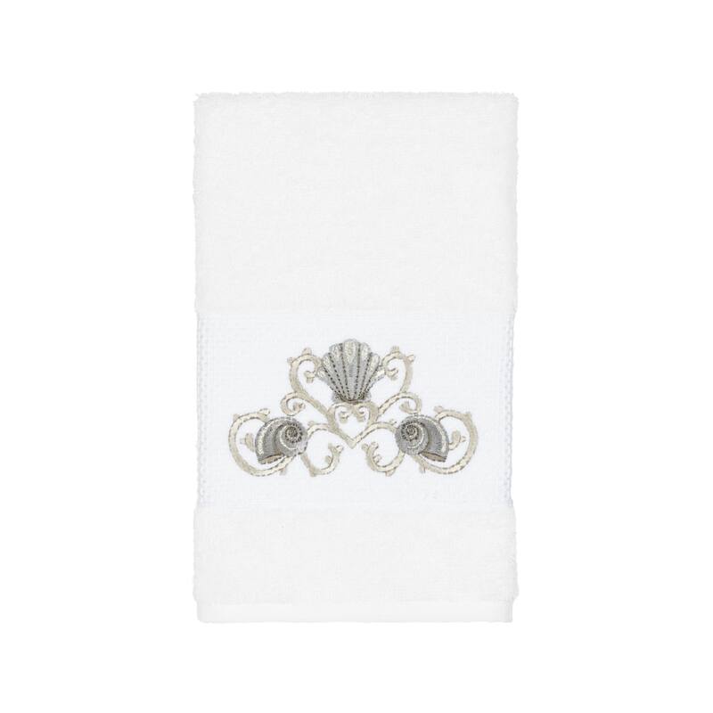 Authentic Hotel and Spa Turkish Cotton Shells Embroidered White 4-piece Towel Set