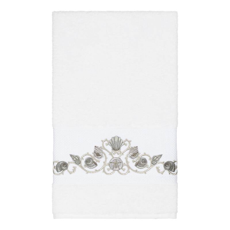Authentic Hotel and Spa Turkish Cotton Shells Embroidered White 4-piece Towel Set
