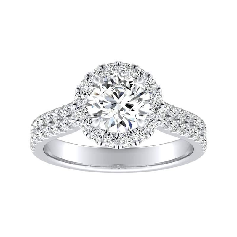Auriya 1/2ct Round Moissanite Halo Diamond Engagement Ring 1/2ctw 14k Gold