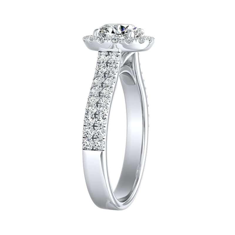Auriya 1/2ct Round Moissanite Halo Diamond Engagement Ring 1/2ctw 14k Gold