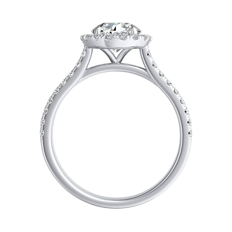 Auriya 1ct Round Moissanite Halo Diamond Engagement Ring 1/2ctw 14k Gold